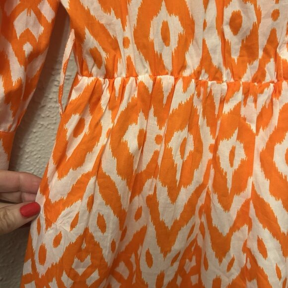 st barth cotton dress medium Orange Ruffle Cottagecore Quiet Luxury Italian - Picture 6 of 12